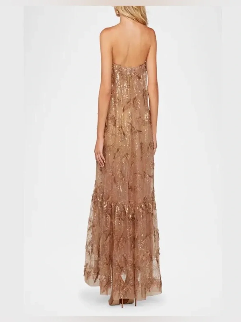 Helsi Cara Strapless Sequin Embroidered Gown in Tan Size XS NWT - Picture 3 of 8